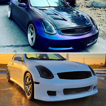 2003-2007 Infiniti G35 Coupe LED Bar Projector Headlights w/ Sequential Turn Signals (Black Housing / Smoked Lens)