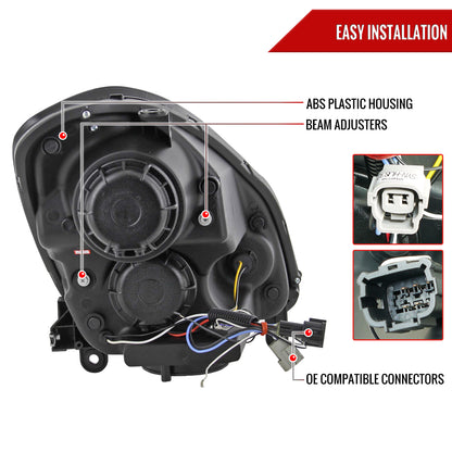 2005-2006 Infiniti G35 Sedan Halo Projector Headlights w/ SMD LED Light Strip (Matte Black Housing/Clear Lens)