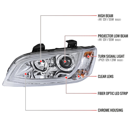 2008-2009 Pontiac G8 LED Bar Projector Headlights (Chrome Housing/Clear Lens)