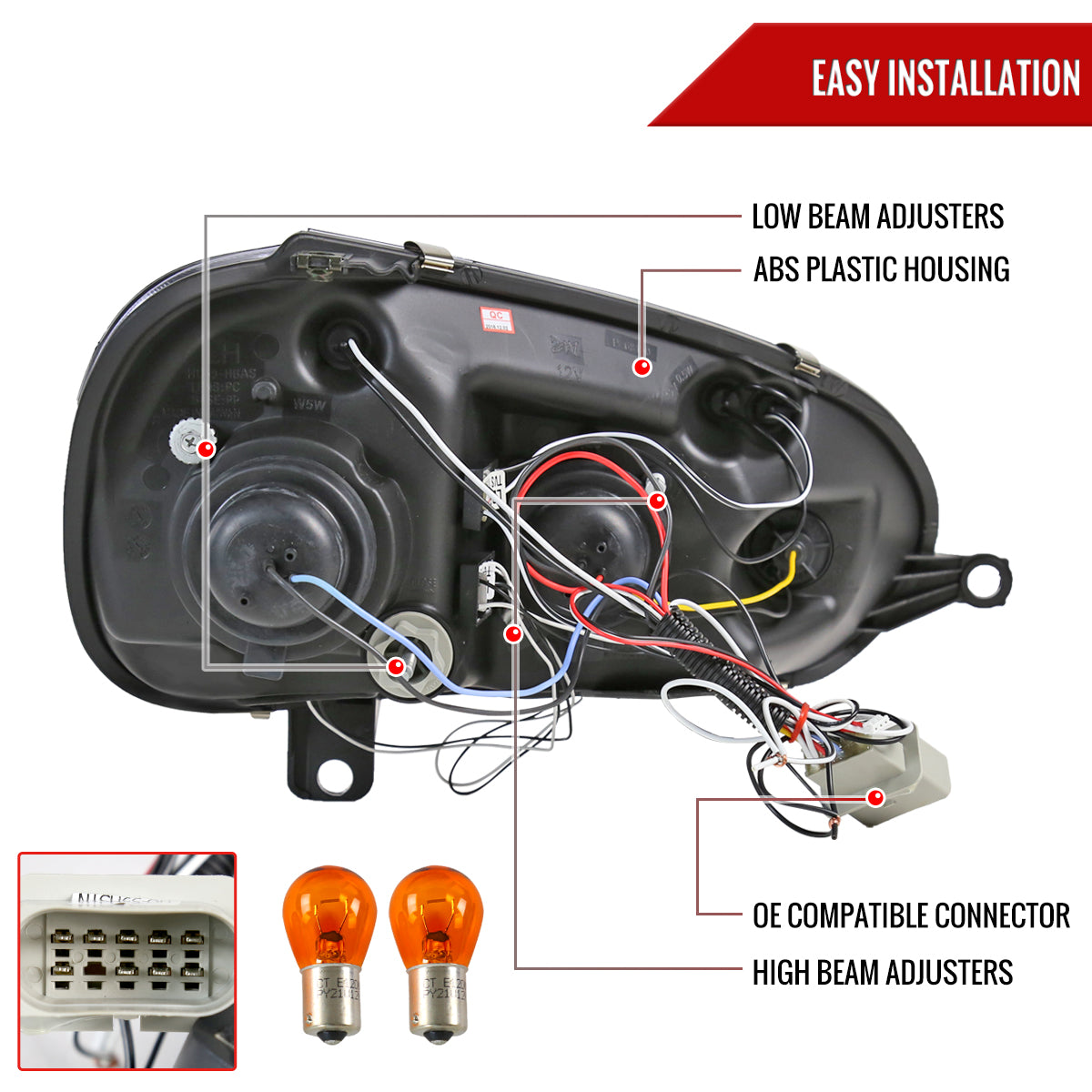 2006-2008 Volkswagen Golf Rabbit/ 2006-2010 Jetta Dual Halo Projector Headlights (Chrome Housing/Clear Lens)