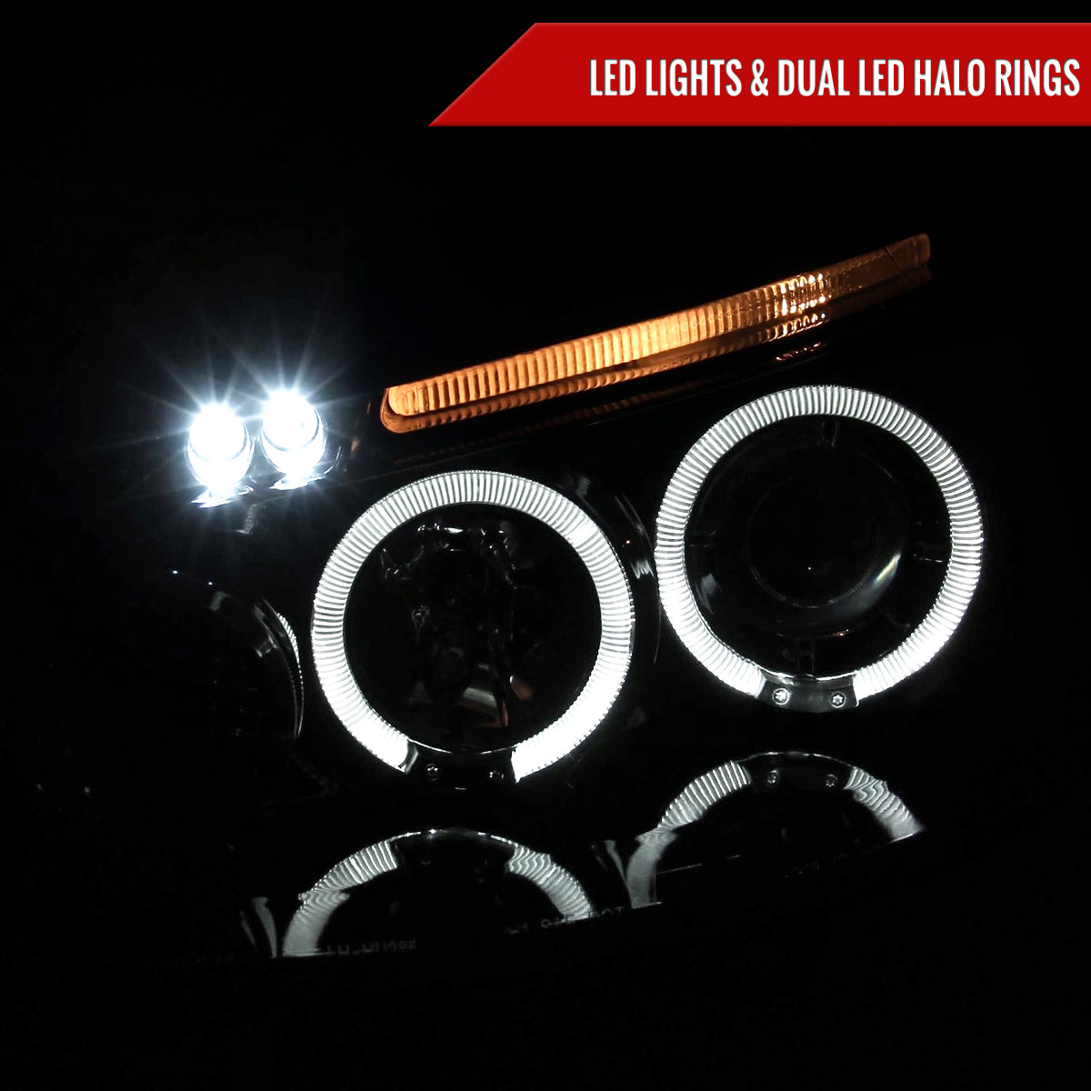 2006-2008 Volkswagen Golf Rabbit/ 2006-2010 Jetta Dual Halo Projector Headlights (Glossy Black Housing/Smoked Lens)
