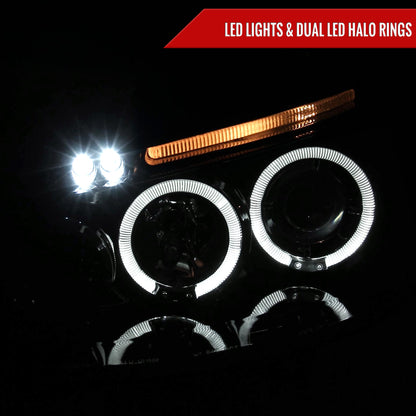 2006-2008 Volkswagen Golf Rabbit/ 2006-2010 Jetta Dual Halo Projector Headlights (Glossy Black Housing/Smoked Lens)