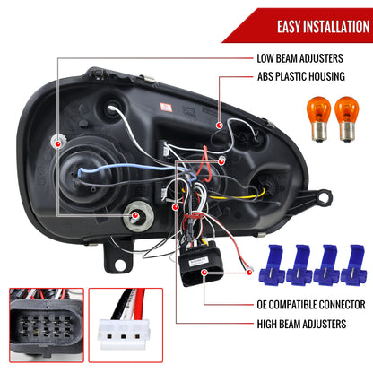 2006-2008 Volkswagen Golf Rabbit/ 2006-2010 Jetta Dual Halo Projector Headlights (Glossy Black Housing/Smoked Lens)