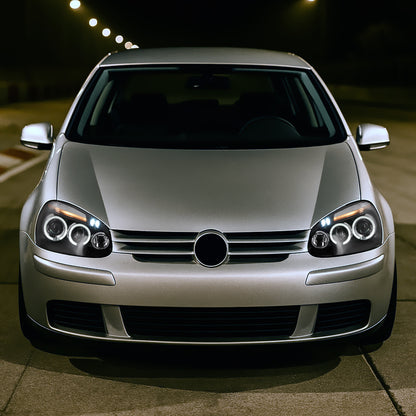 2006-2008 Volkswagen Golf Rabbit/ 2006-2010 Jetta Dual Halo Projector Headlights (Matte Black Housing/Smoked Lens)