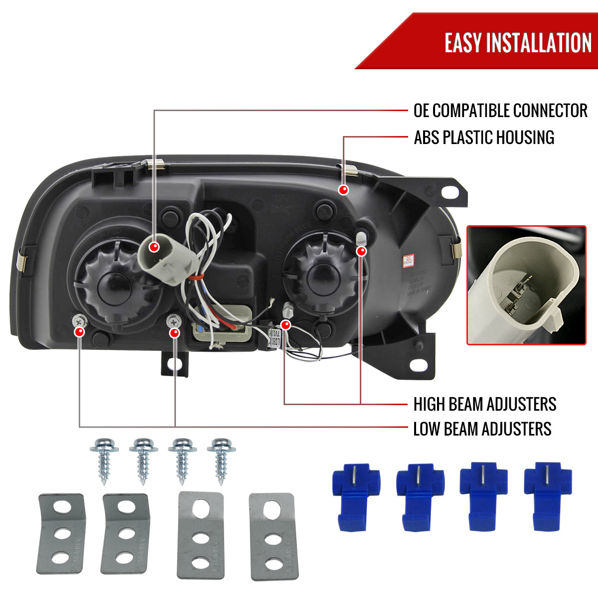 1993-1998 Volkswagen Golf Mk3/Cabrio Dual Halo Projector Headlights (Glossy Black Housing/Smoked Lens)