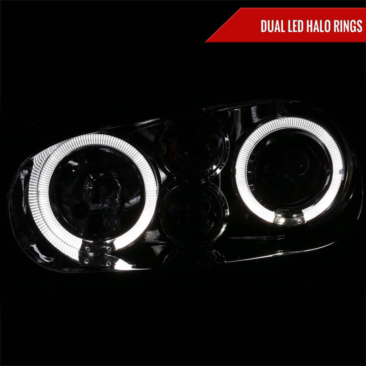 1999-2006 Volkswagen Golf Mk4 GTI/R32 Cabrio Dual Halo Projector Headlights (Chrome Housing/Clear Lens)