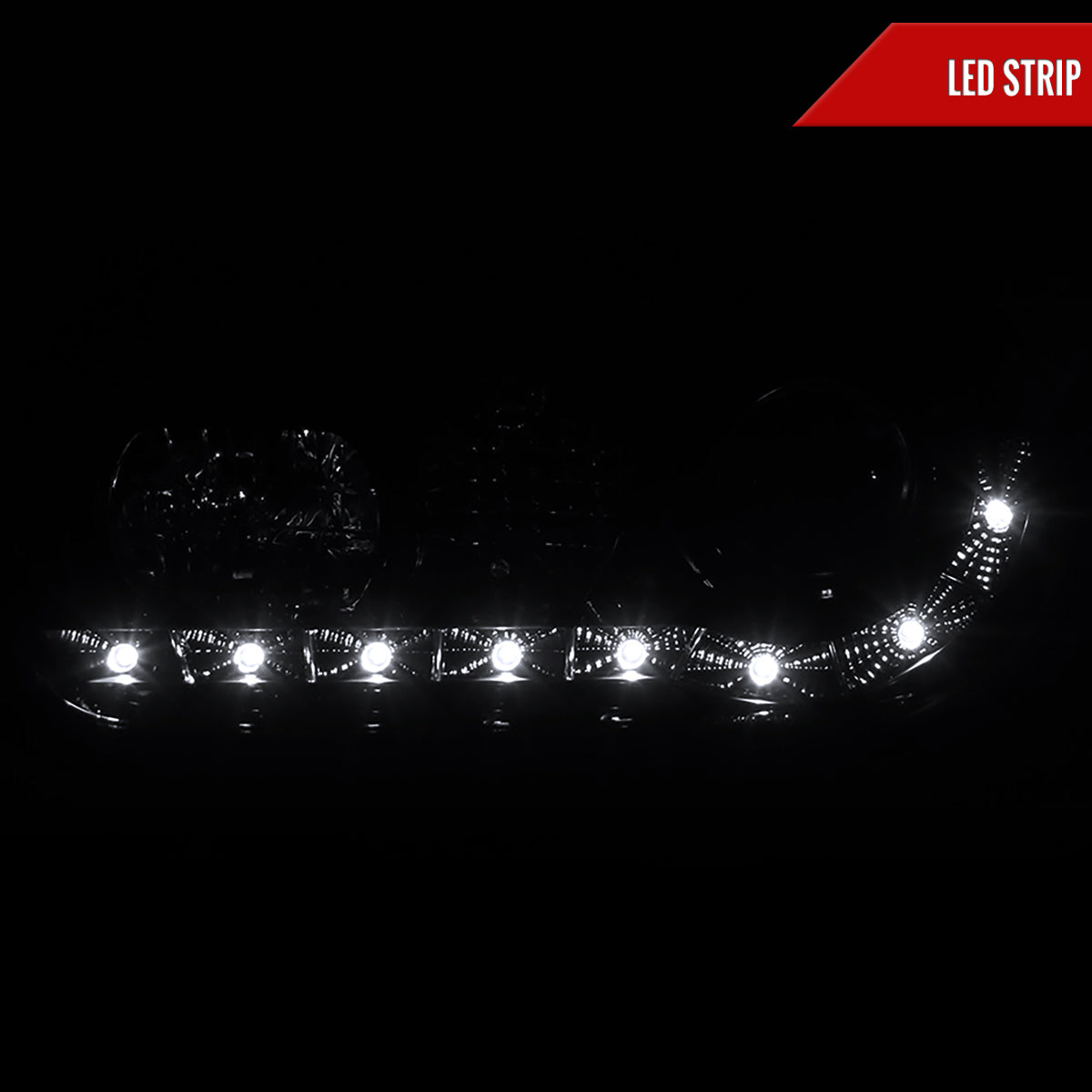 1999-2006 Volkswagen Golf Mk4 GTI/R32 Cabrio Projector Headlights w/ R8 Style LED Light Strip (Glossy Black Housing/Smoked Lens)