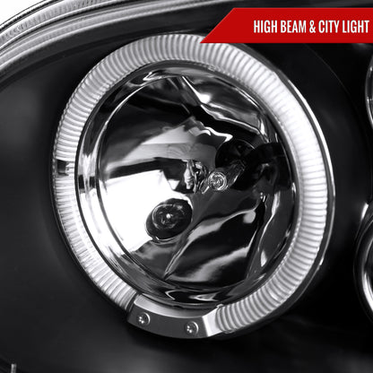 1999-2006 Volkswagen Golf Mk4 GTI/R32 Cabrio Dual Halo Projector Headlights (Matte Black Housing/Clear Lens)