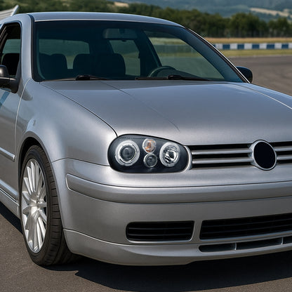 1999-2006 Volkswagen Golf Mk4 GTI/R32 Cabrio Dual Halo Projector Headlights (Matte Black Housing/Clear Lens)