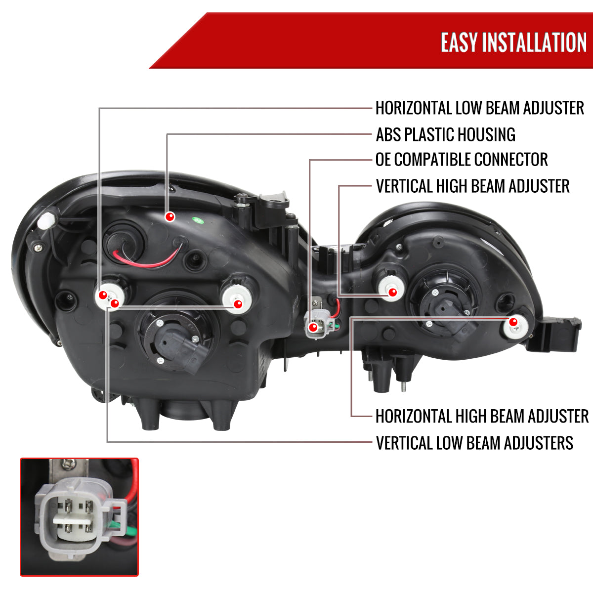 1998-2005 Lexus GS300/GS400/GS430 Halo Projector Headlights w/ SMD LED Light Strip (Chrome Housing/Clear Lens)