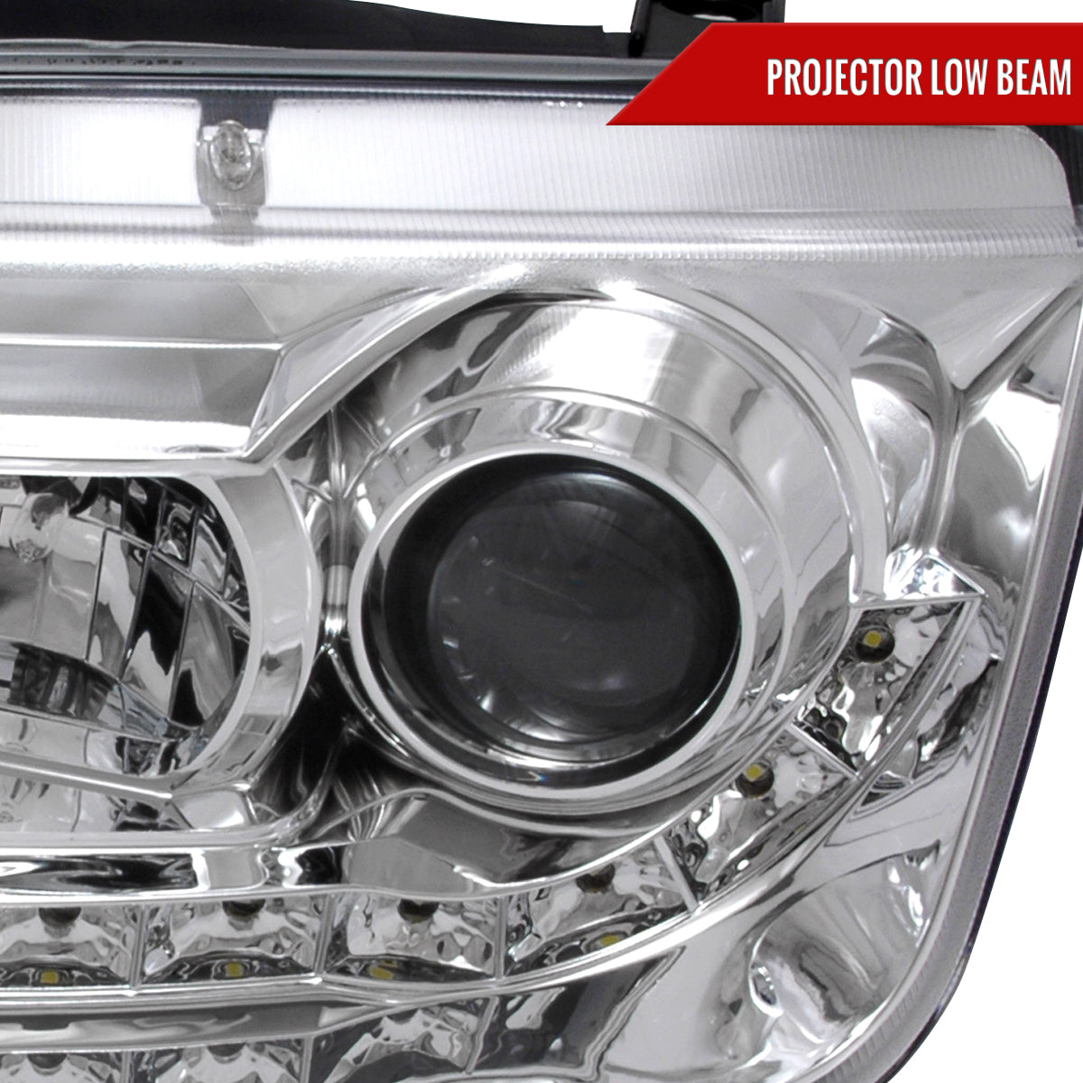 1999-2004 Volkswagen Jetta/Bora Projector Headlights w/ R8 Style LED Light Strip (Chrome Housing/Clear Lens)