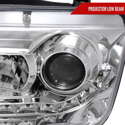 1999-2004 Volkswagen Jetta/Bora Projector Headlights w/ R8 Style LED Light Strip (Chrome Housing/Clear Lens)