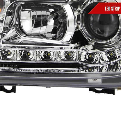 1999-2004 Volkswagen Jetta/Bora Projector Headlights w/ R8 Style LED Light Strip (Chrome Housing/Clear Lens)