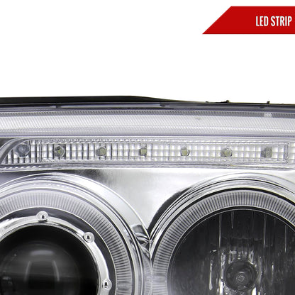 1999-2005 Volkswagen Jetta/Bora Mk4 Dual Halo Projector Headlights w/ LED Light Strip (Chrome Housing/Clear Lens)