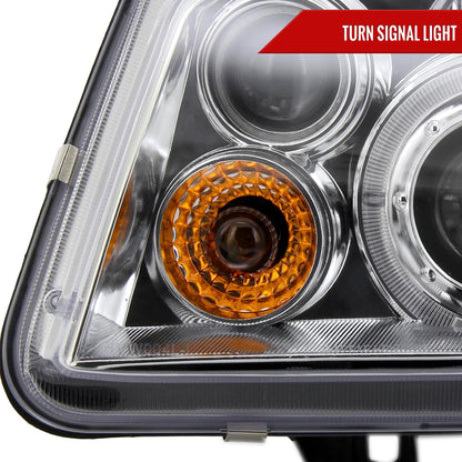 1999-2005 Volkswagen Jetta/Bora Mk4 Dual Halo Projector Headlights w/ LED Light Strip (Chrome Housing/Clear Lens)