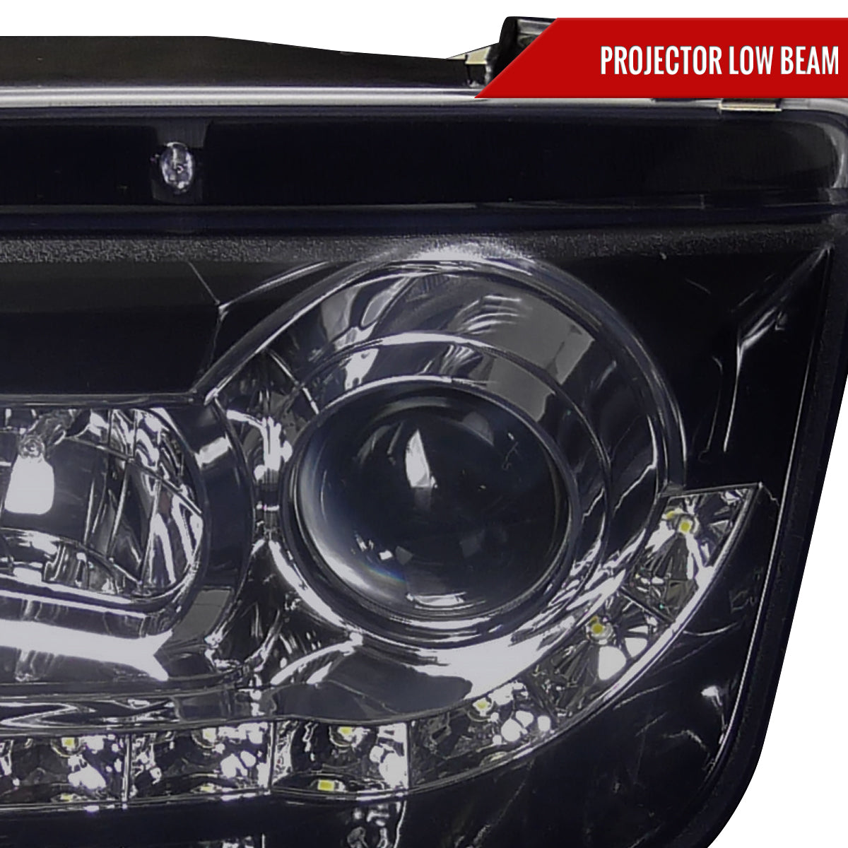 1999-2004 Volkswagen Jetta/Bora Projector Headlights w/ R8 Style LED Light Strip (Glossy Black Housing/Smoked Lens)