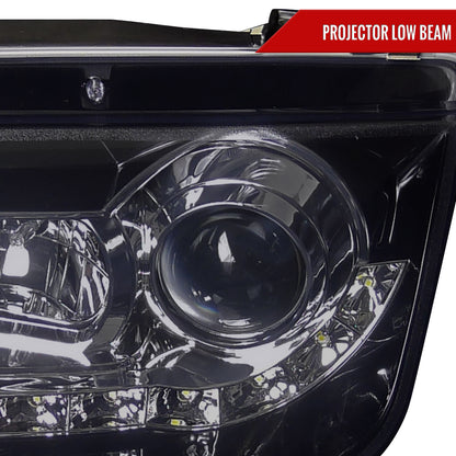 1999-2004 Volkswagen Jetta/Bora Projector Headlights w/ R8 Style LED Light Strip (Glossy Black Housing/Smoked Lens)