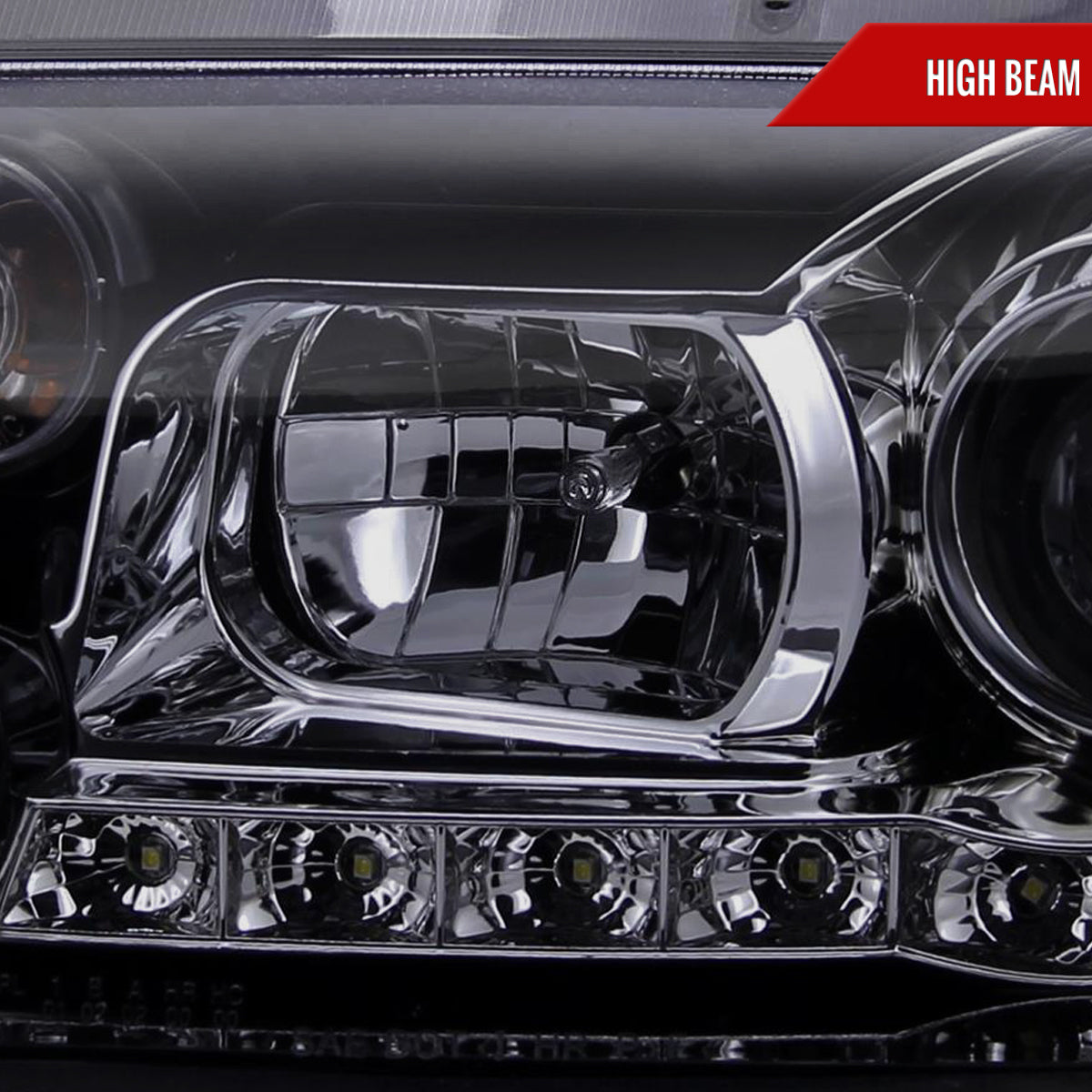 1999-2004 Volkswagen Jetta/Bora Projector Headlights w/ R8 Style LED Light Strip (Glossy Black Housing/Smoked Lens)