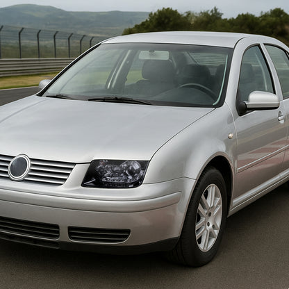 1999-2004 Volkswagen Jetta/Bora Projector Headlights w/ R8 Style LED Light Strip (Glossy Black Housing/Smoked Lens)