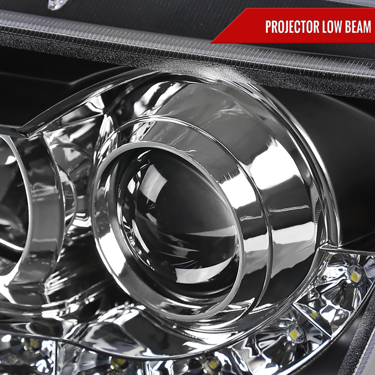 1999-2004 Volkswagen Jetta/Bora Projector Headlights w/ R8 Style LED Light Strip (Matte Black Housing/Clear Lens)