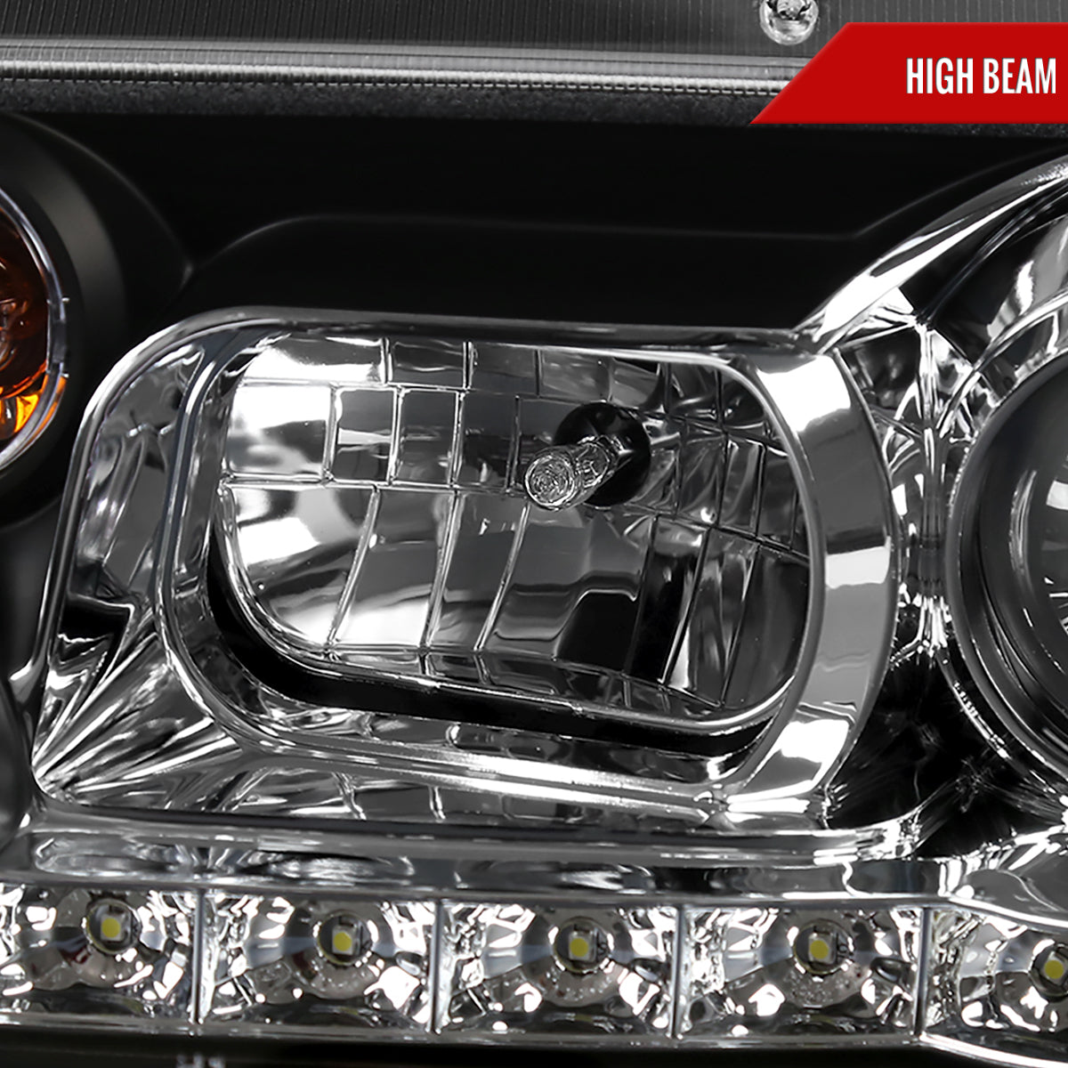 1999-2004 Volkswagen Jetta/Bora Projector Headlights w/ R8 Style LED Light Strip (Matte Black Housing/Clear Lens)