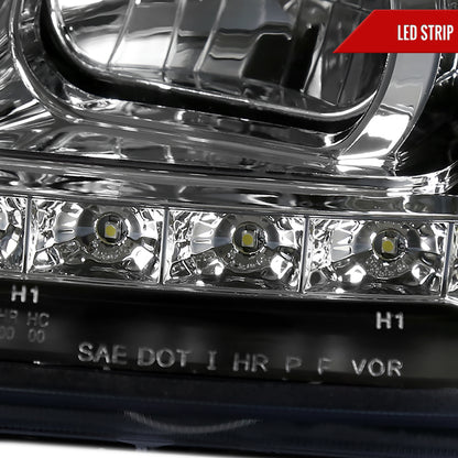 1999-2004 Volkswagen Jetta/Bora Projector Headlights w/ R8 Style LED Light Strip (Matte Black Housing/Clear Lens)