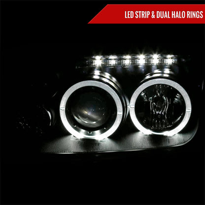 1999-2005 Volkswagen Jetta/Bora Mk4 Dual Halo Projector Headlights w/ LED Light Strip (Black Housing/Smoked Lens)