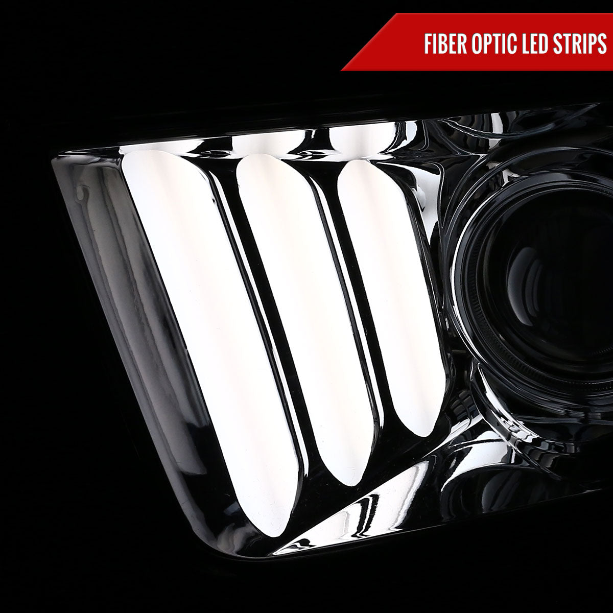 2005-2009 Ford Mustang LED Bar Projector Headlights (Chrome Housing/Clear Lens)