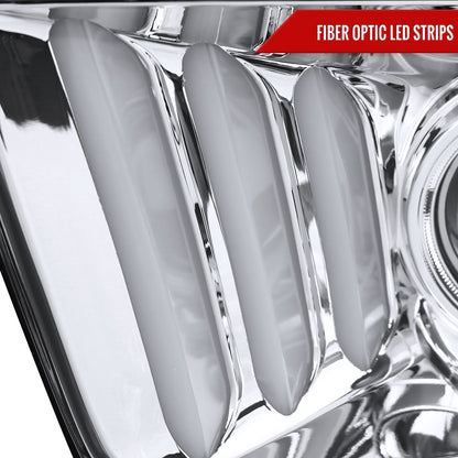 2005-2009 Ford Mustang LED Bar Projector Headlights (Chrome Housing/Clear Lens)