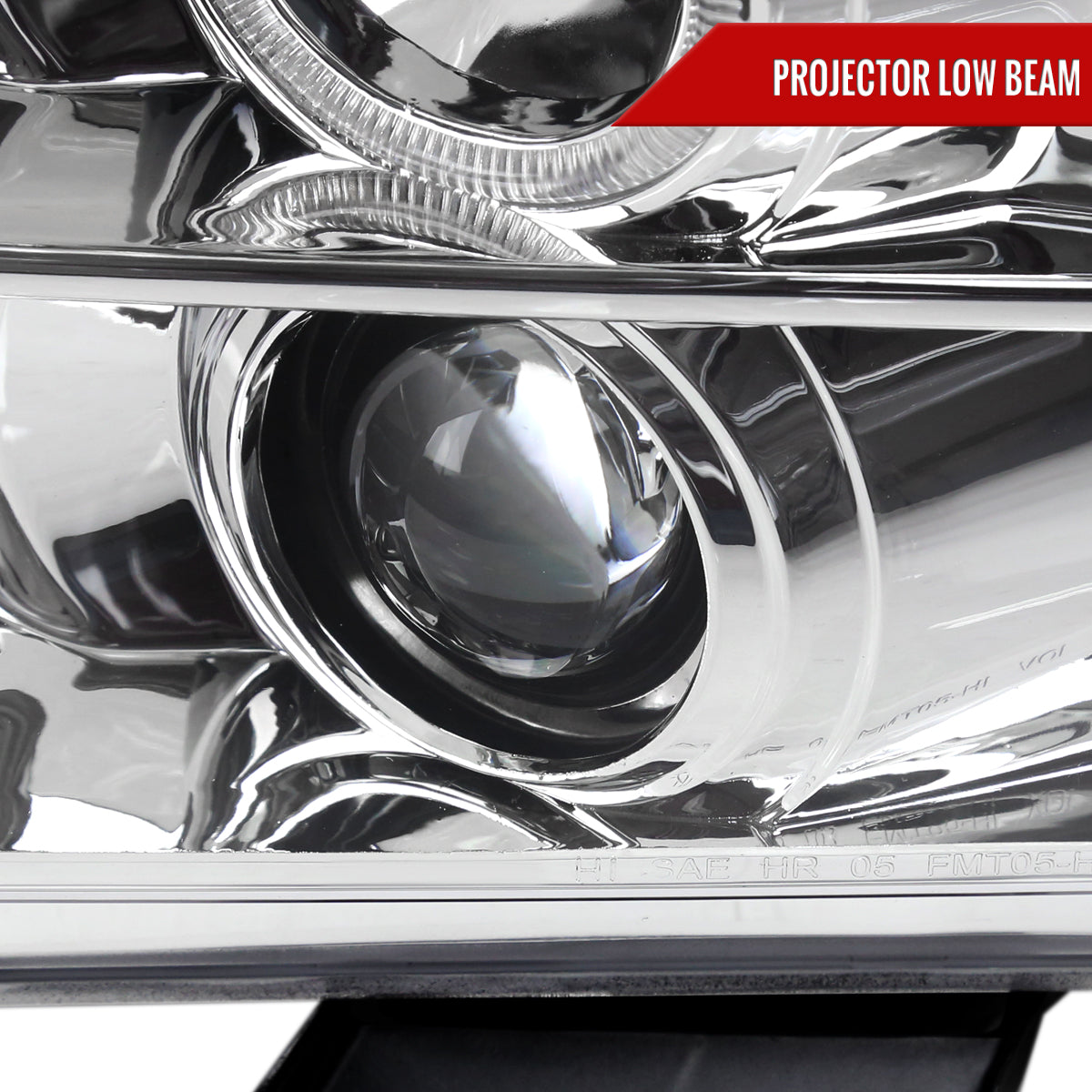 2005-2009 Ford Mustang Halo Projector Headlights w/ LED Light Strip (Chrome Housing/Clear Lens)
