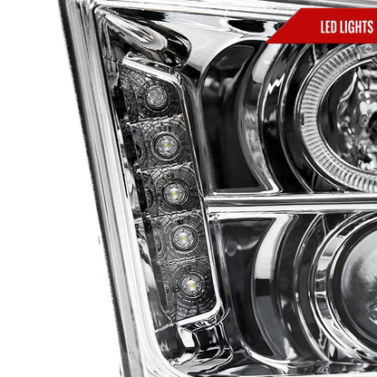 2005-2009 Ford Mustang Halo Projector Headlights w/ LED Light Strip (Chrome Housing/Clear Lens)