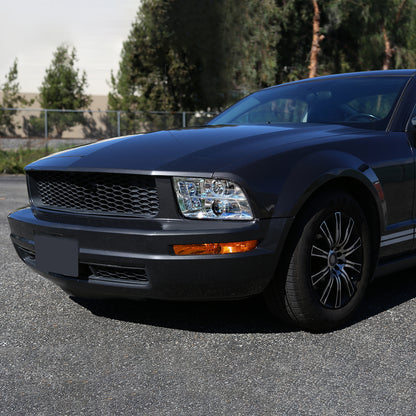 2005-2009 Ford Mustang Halo Projector Headlights w/ LED Light Strip (Chrome Housing/Clear Lens)