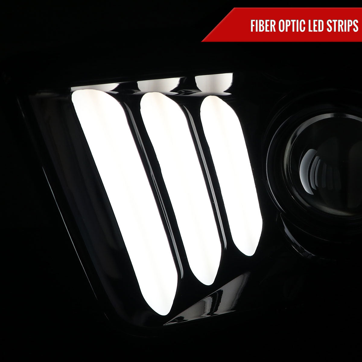 2005-2009 Ford Mustang LED Bar Projector Headlights (Jet Black Housing/Clear Lens)