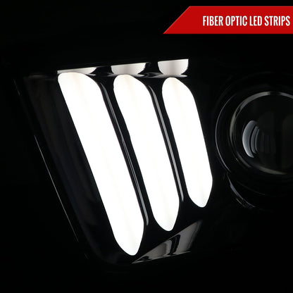 2005-2009 Ford Mustang LED Bar Projector Headlights (Jet Black Housing/Clear Lens)