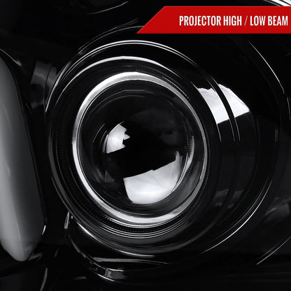 2005-2009 Ford Mustang LED Bar Projector Headlights (Jet Black Housing/Clear Lens)