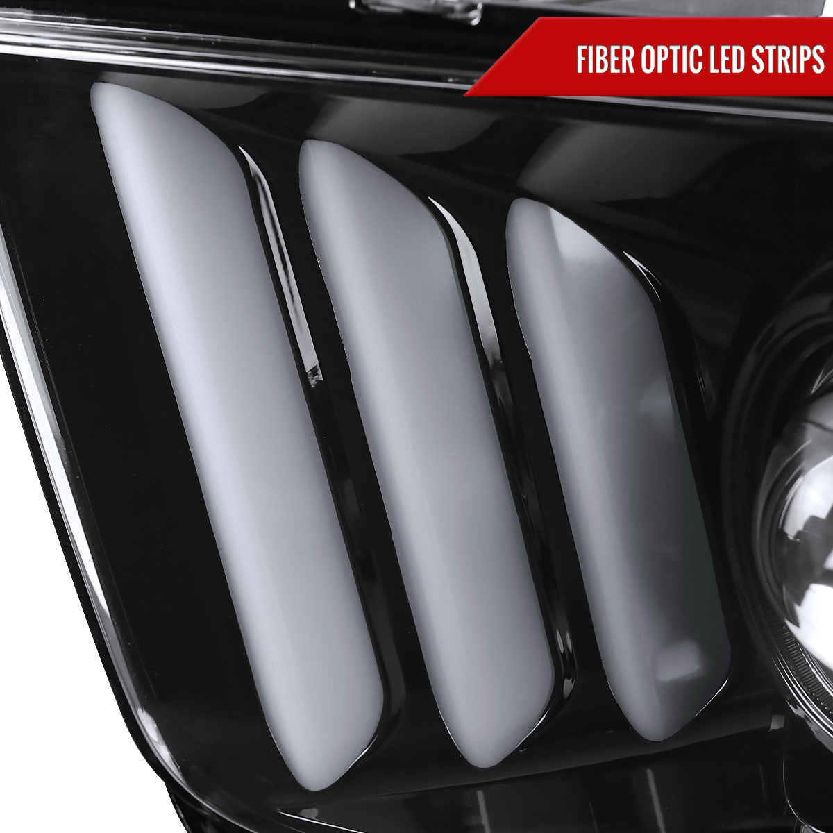 2005-2009 Ford Mustang LED Bar Projector Headlights (Jet Black Housing/Clear Lens)