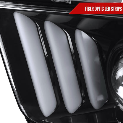 2005-2009 Ford Mustang LED Bar Projector Headlights (Jet Black Housing/Clear Lens)