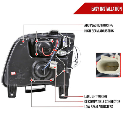 2005-2009 Ford Mustang  Halo Projector Headlights (Jet Black Housing/Clear Lens)