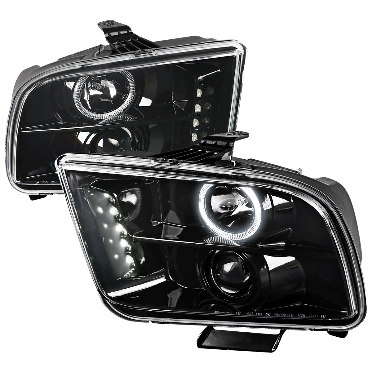 2005-2009 Ford Mustang  Halo Projector Headlights (Jet Black Housing/Clear Lens)