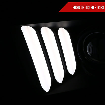 2005-2009 Ford Mustang LED Bar Projector Headlights (Matte Black Housing/Clear Lens)