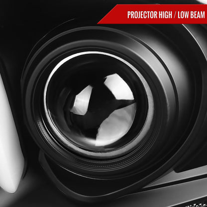 2005-2009 Ford Mustang LED Bar Projector Headlights (Matte Black Housing/Clear Lens)