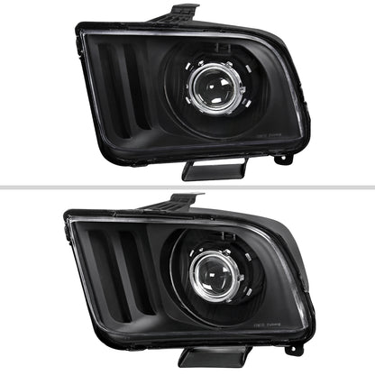 2005-2009 Ford Mustang H1 Projector Headlights (Matte Black Housing/Clear Lens)