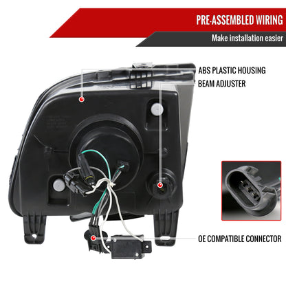 2005-2009 Ford Mustang H1 Projector Headlights (Matte Black Housing/Clear Lens)