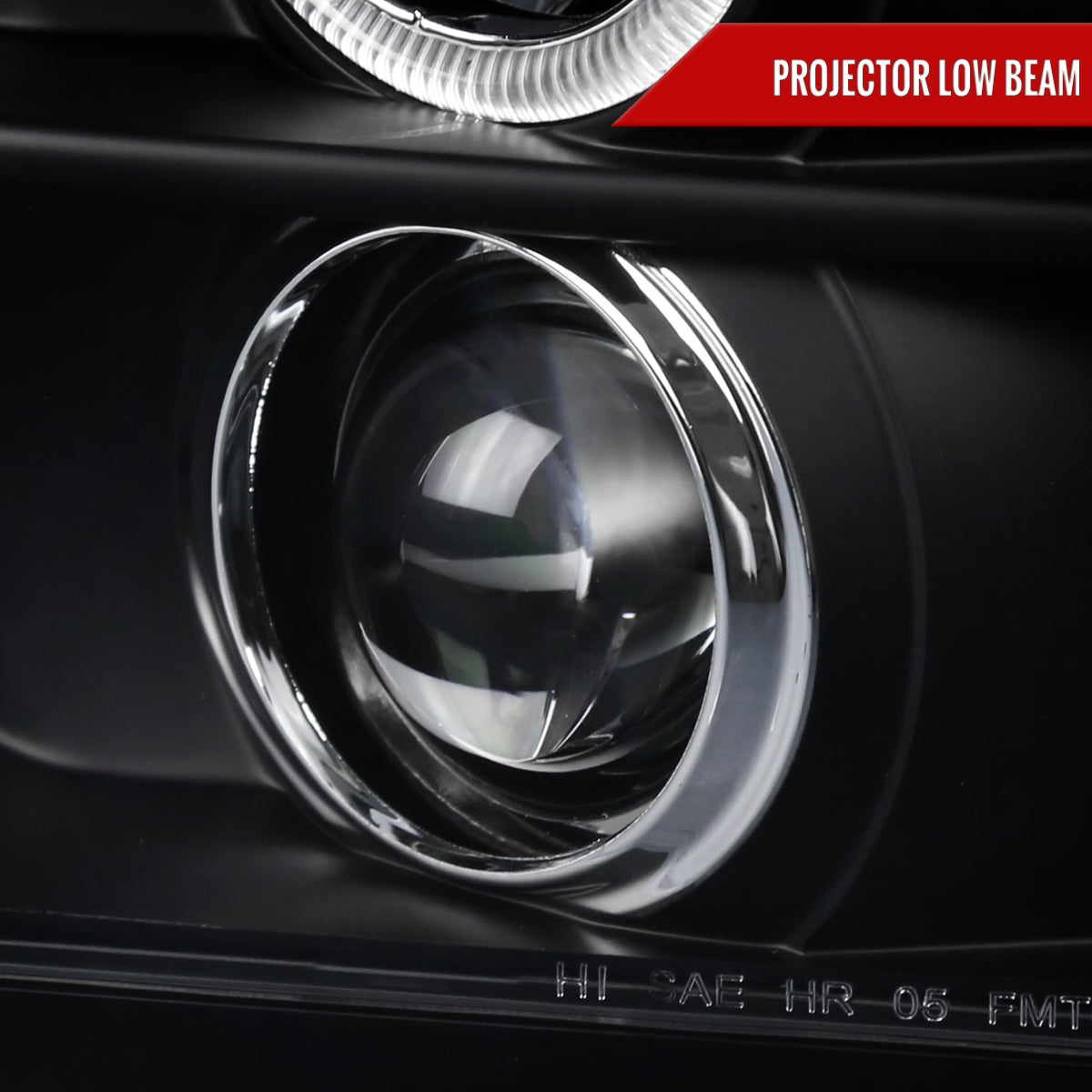 2005-2009 Ford Mustang Halo Projector Headlights w/ LED Light Strip (Matte Black Housing/Clear Lens)