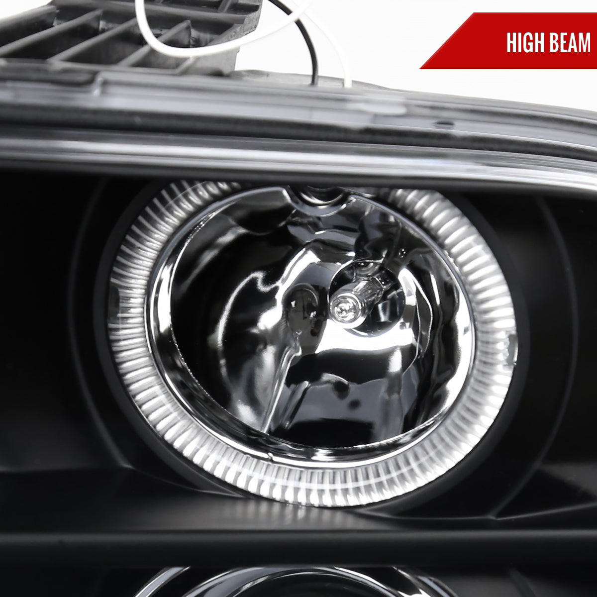 2005-2009 Ford Mustang Halo Projector Headlights w/ LED Light Strip (Matte Black Housing/Clear Lens)