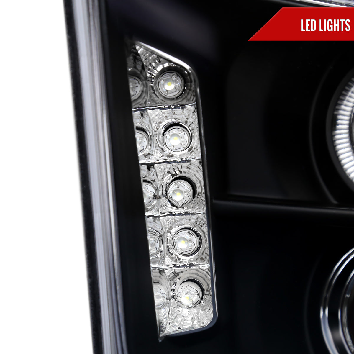 2005-2009 Ford Mustang Halo Projector Headlights w/ LED Light Strip (Matte Black Housing/Clear Lens)