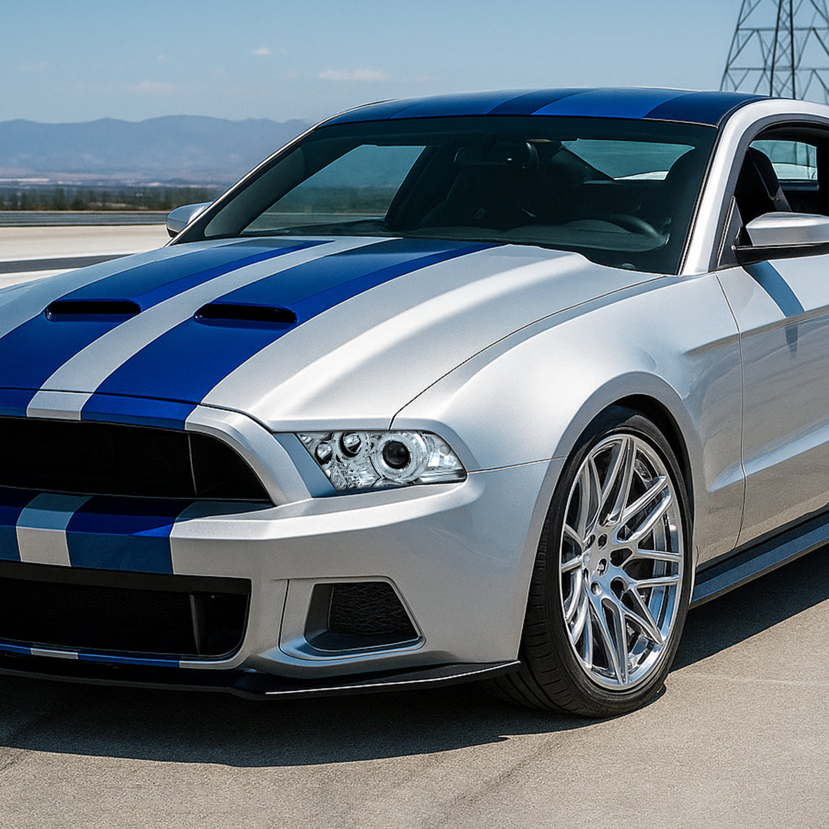 2010-2014 Ford Mustang Dual Halo Projector Headlights (Chrome Housing/Clear Lens)