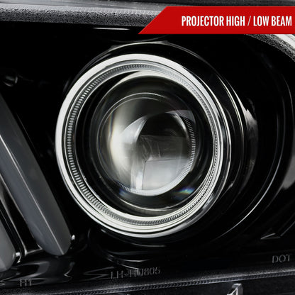 2010-2014 Ford Mustang LED Bar Projector Headlights w/ Sequential Turn Signals (Jet Black Housing/Clear Lens)