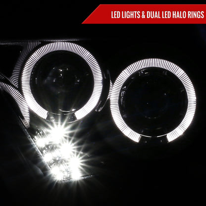 2010-2014 Ford Mustang Dual Halo Projector Headlights (Glossy Black Housing/Smoked Lens)