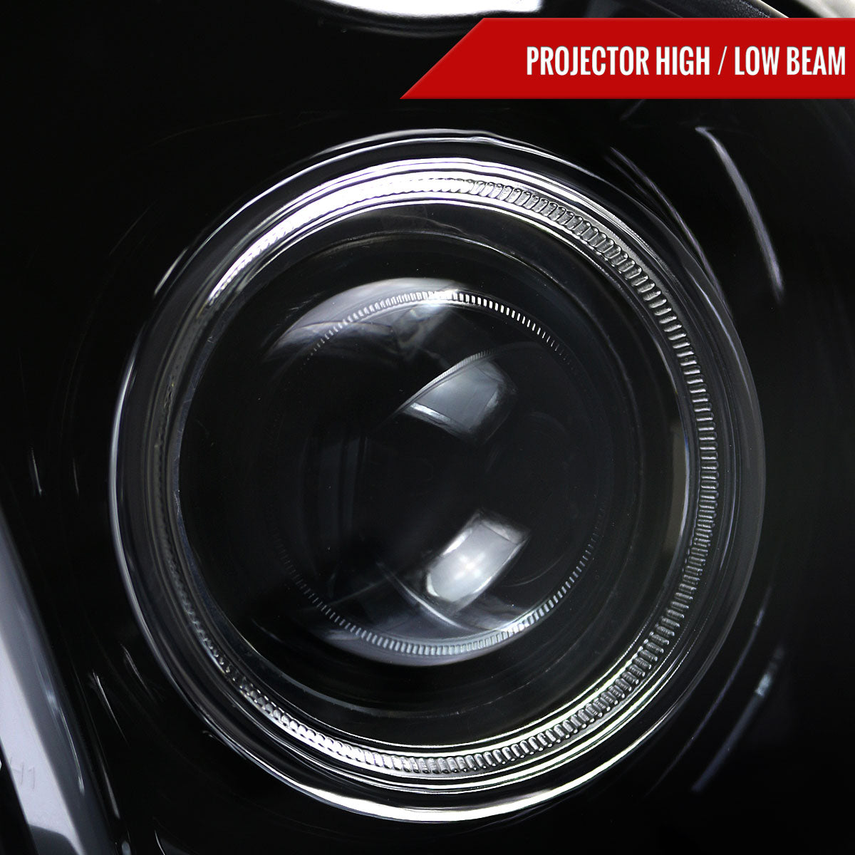 2010-2014 Ford Mustang LED Bar Projector Headlights w/ Sequential Turn Signals (Glossy Black Housing/Smoked Lens)